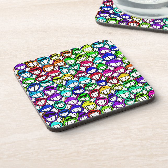 COOL SMILING FACES GROUP BEVERAGE COASTER (Left Side)