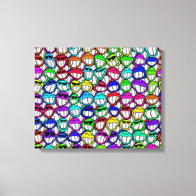 COOL SMILING FACES GROUP CANVAS PRINT (Front)