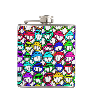 COOL SMILING FACES GROUP HIP FLASK