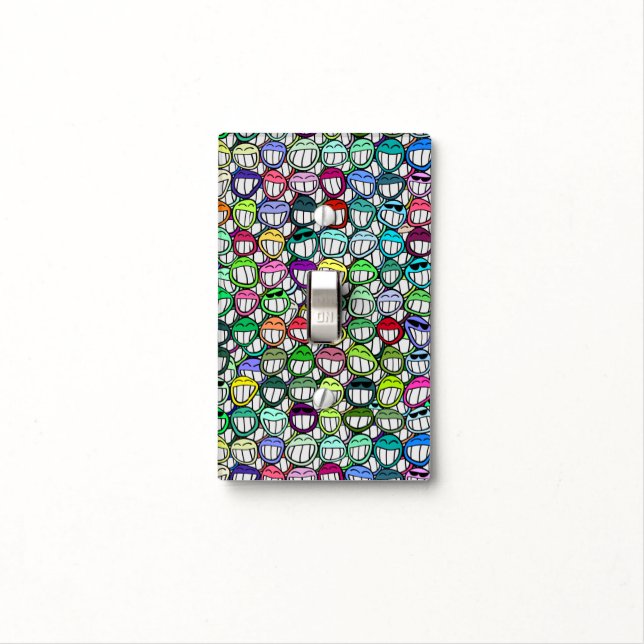 COOL SMILING FACES GROUP LIGHT SWITCH COVER (In Situ)
