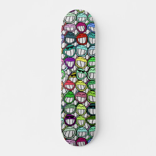 COOL SMILING FACES GROUP SKATEBOARD DECK