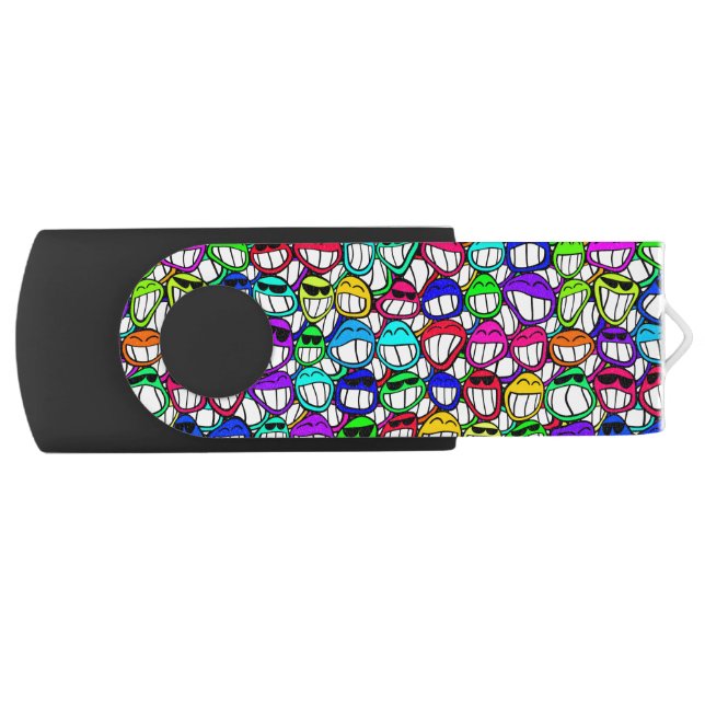 COOL SMILING FACES GROUP + your idea USB Flash Drive (Front)
