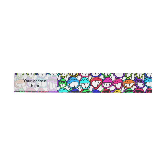 COOL SMILING FACES GROUP + your idea Wrap Around Address Label (Individual)