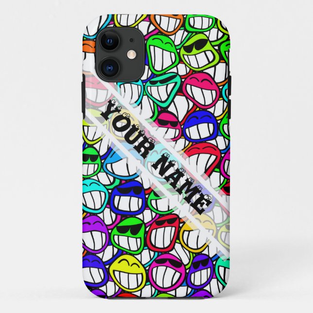 COOL SMILING FACES GROUP + your text Case-Mate iPhone Case (Back)