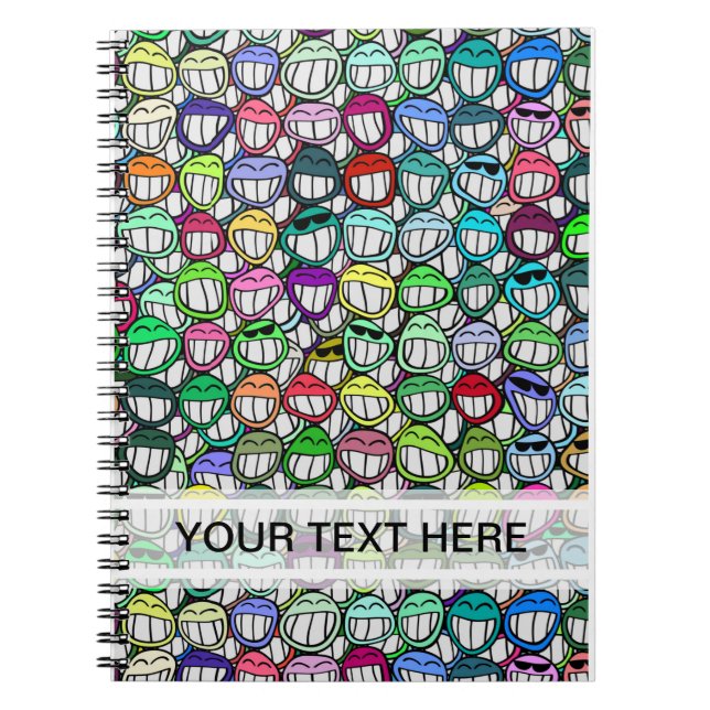COOL SMILING FACES GROUP + your text Notebook (Front)