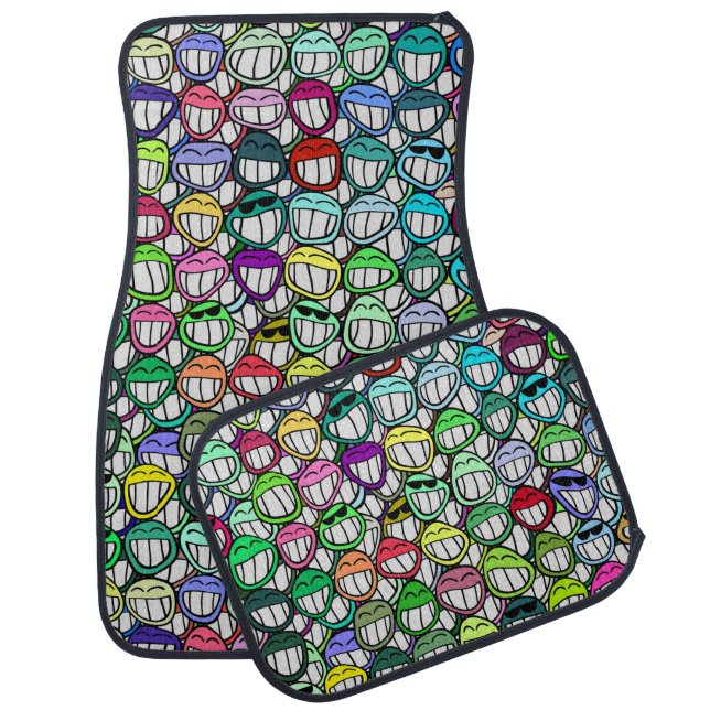 Cool Smiling Faces Pattern I Car Mat (Set)