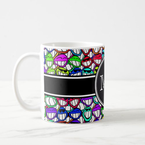 Cool Smiling Faces Pattern I  your monogram Coffee Mug