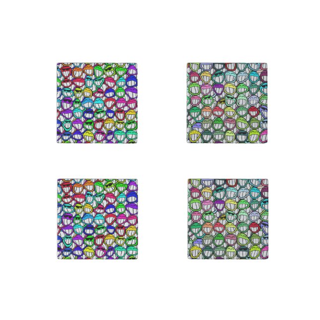 Cool Smiling Faces Pattern + your idea Stone Magnet (Front)