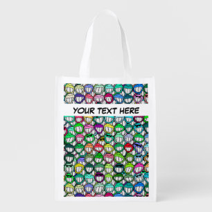 Cool Smiling Faces Pattern + your text Grocery Bag