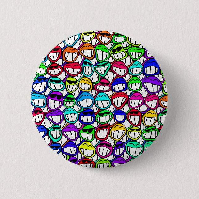 Cool Smiling Faces Pinback Button (Front)