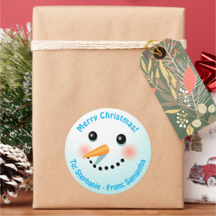 Cool Smiling Snowman With Carrot Nose Classic Round Sticker