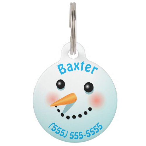 Cool Smiling Snowman With Carrot Nose Pet ID Tag