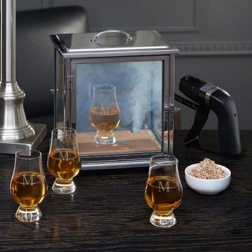Cool Smoke Box w Set of Glencairn Whiskey Glasses