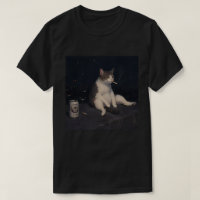 Cool Smoking Cat with Beer Can Night City View