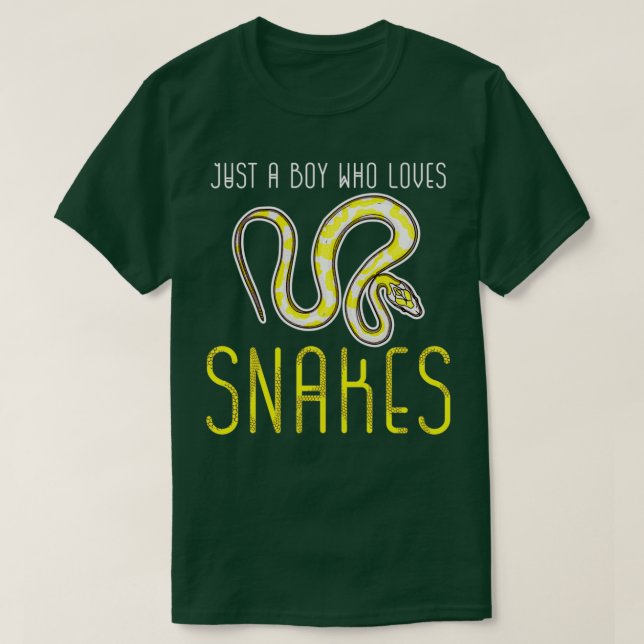 Cool Snake Art Just A Boy Who Loves Snakes T-Shirt (Design Front)