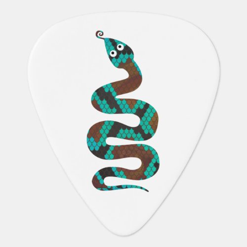 Cool Snake Brown and Teal Print Silhouette Guitar Pick