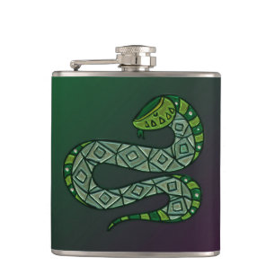 Cool Snake Metallized Tribal Art Flask