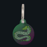 Cool Snake Metallized Tribal Art Pet ID Tag<br><div class="desc">Cool tribal emblem art metallized for cool effect.</div>
