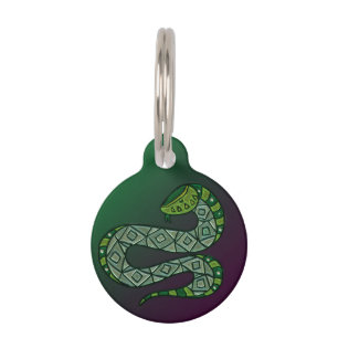 Cool Snake Metallized Tribal Art Pet ID Tag