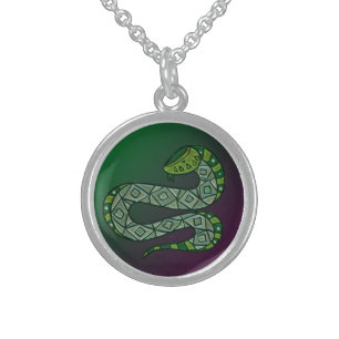 Cool Snake Metallized Tribal Art Sterling Silver Necklace