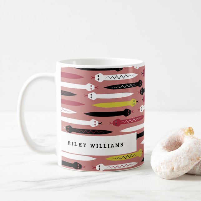 Cool Snake Pattern - Add Your Name Coffee Mug (With Donut)