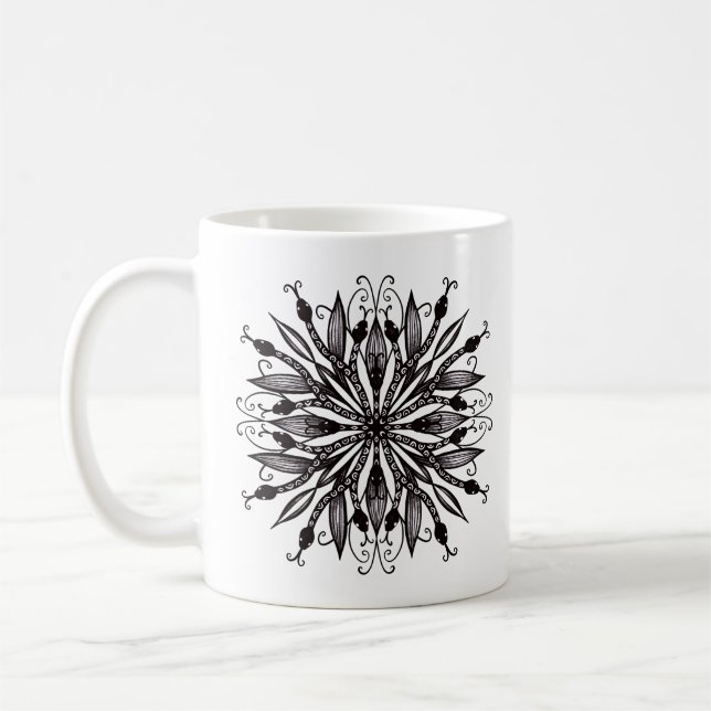 Cool Snakes Black And White Botanical Gothic Coffee Mug (Left)