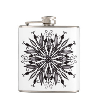 Cool Snakes Black And White Botanical Gothic Flask