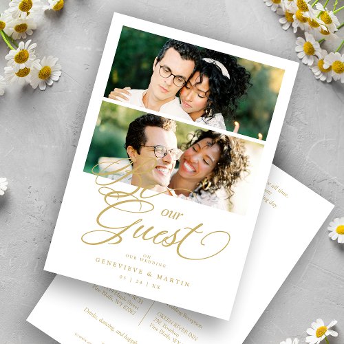 Cool Snazzy Golden Effect 2 Photos Wedding Invitation