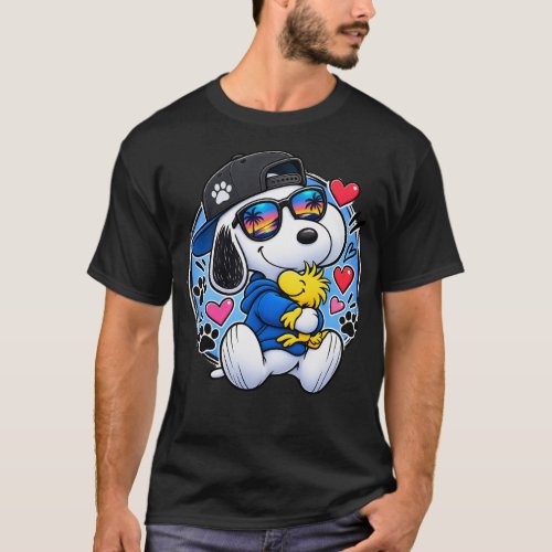 Cool Snoopy and Woodstock Best Friends Love Design T-Shirt
