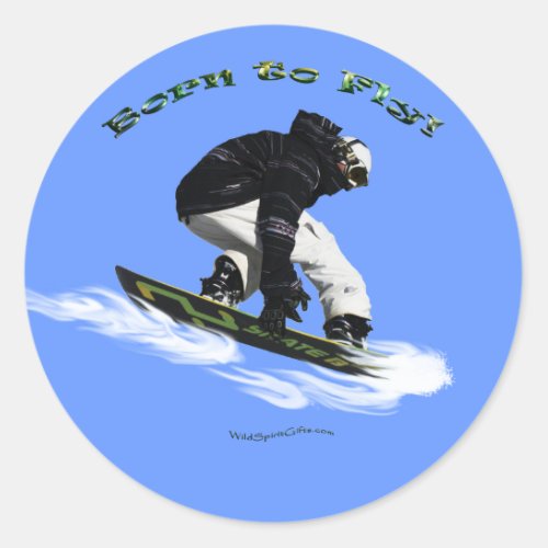 Cool Snow Boarder Winter Sports Theme Classic Round Sticker