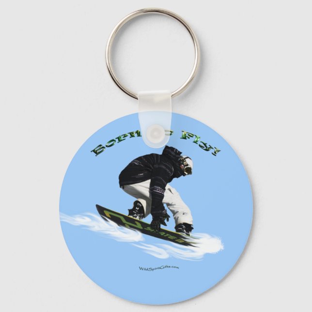 Cool Snow Boarder Winter Sports Theme Keychain (Front)