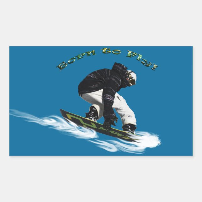 Cool Snow Boarder Winter Sports Theme Rectangular Sticker (Front)