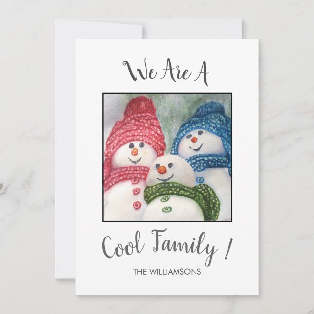 Cool Snow Family Christmas Card (Front)