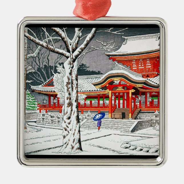 Cool snow in iwashimizu hachiman shrine kyoto metal ornament (Front)