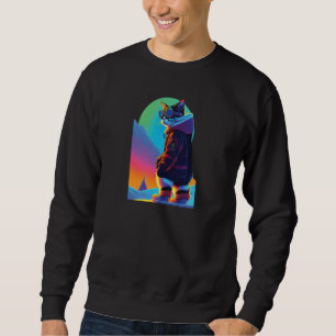 Cool Snowboard Cat For Men Women Ski Mountain Skie Sweatshirt