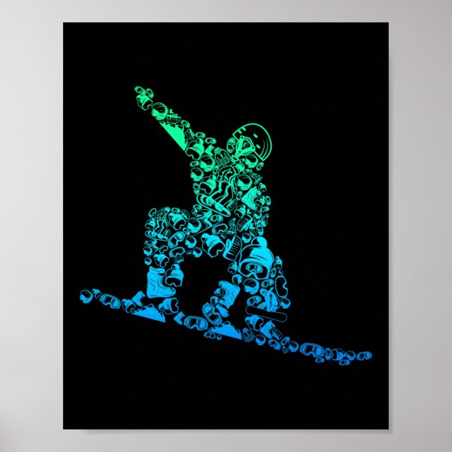 Cool Snowboarder Apparel And Gift Ideas Men's Snow Poster (Front)