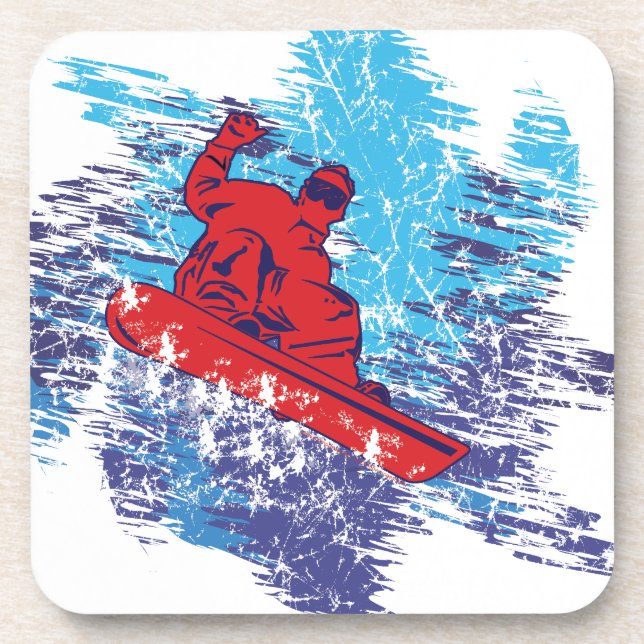 Cool Snowboarder Beverage Coaster (Front)