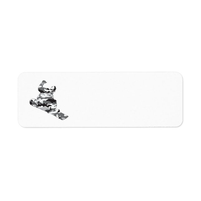 Cool Snowboarder in a Camouflage Grey Pattern Label (Front)