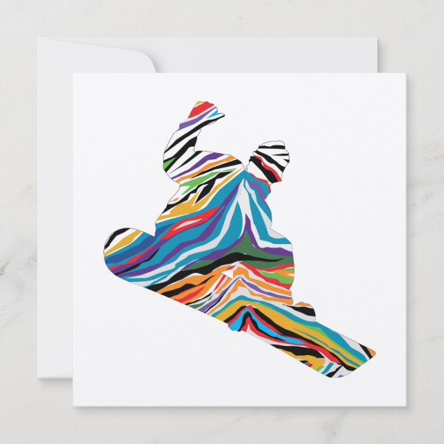 Cool Snowboarder in a Psychedelic Zebra Print Note Card (Front)