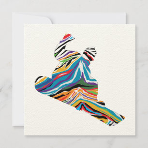 Cool Snowboarder in a Psychedelic Zebra Print Note Card