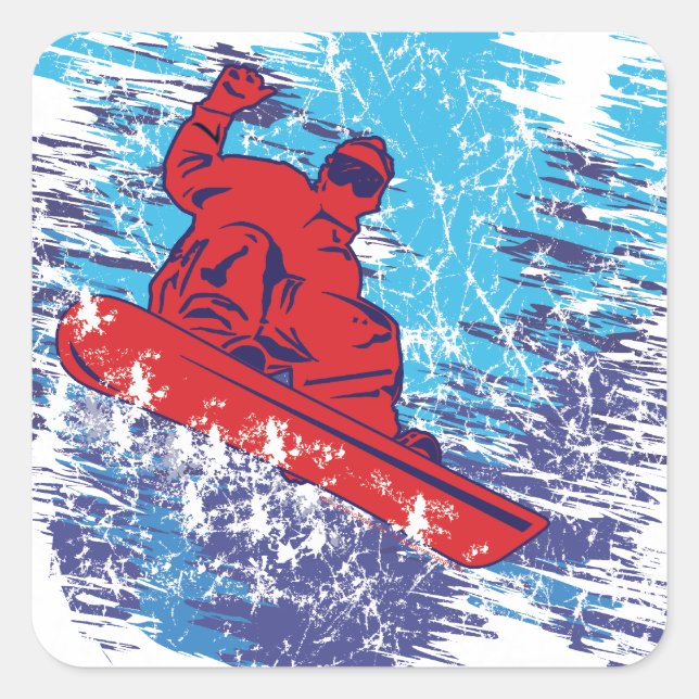Cool Snowboarder Square Sticker (Front)