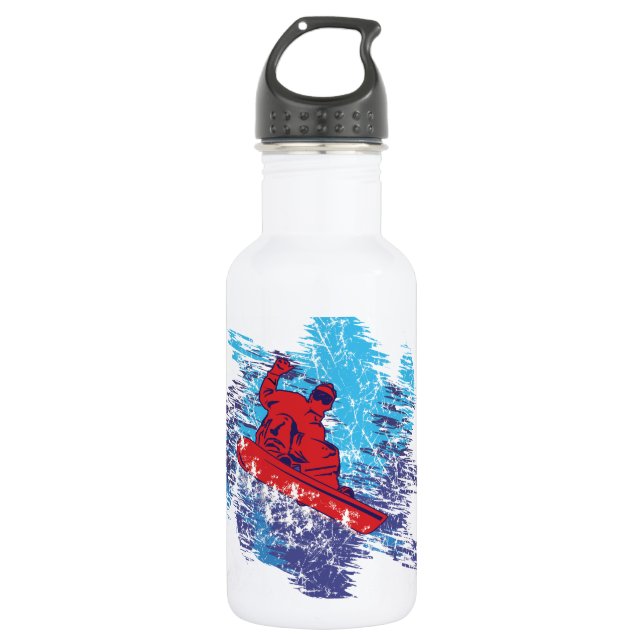 Cool Snowboarder Stainless Steel Water Bottle (Front)