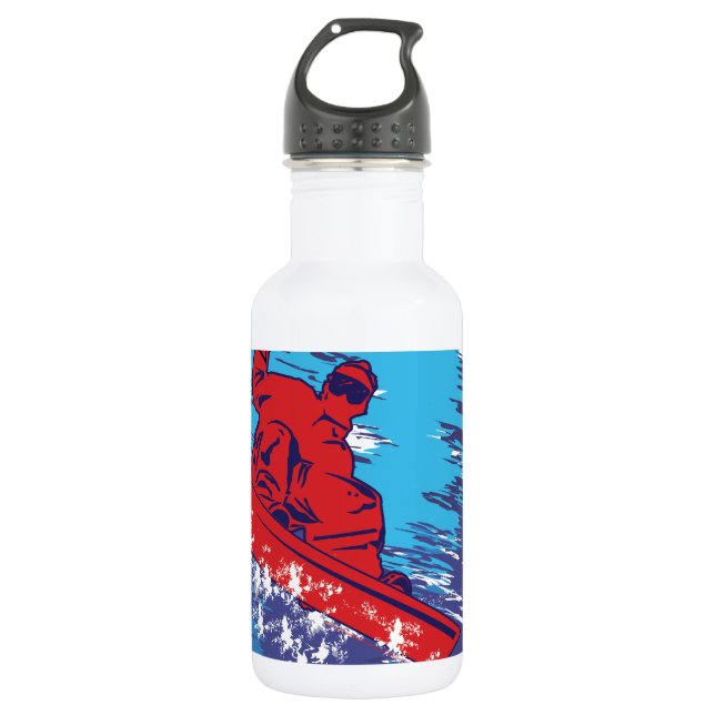 Cool Snowboarder Water Bottle (Front)