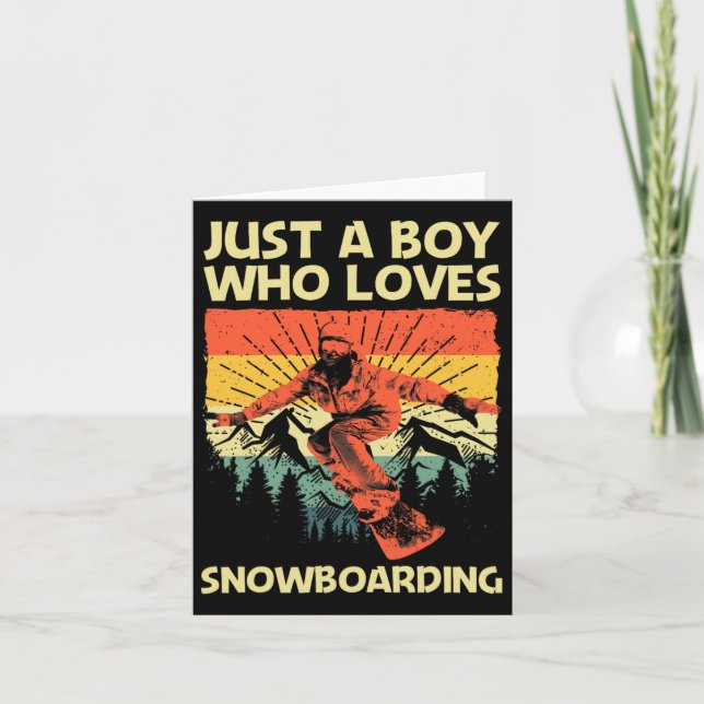 Cool Snowboarding Design For Boys Kids Snowboard S Card (Front)