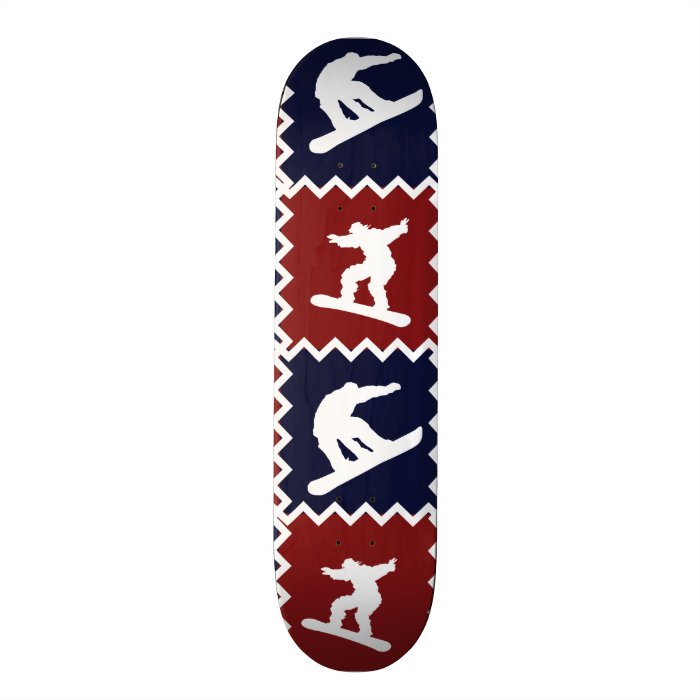 Cool Snowboarding Red Blue Square Pattern Skateboard Deck