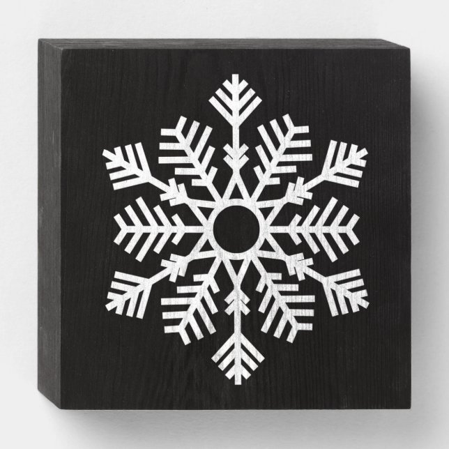 Cool Snowflake Winter Xmas Holiday Season Wooden Box Sign (Front Horizontal)