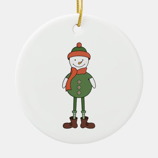 Cool Snowman Ceramic Ornament (Front)