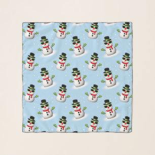 Cool Snowman Christmas Winter blue pattern Scarf