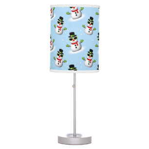 Cool Snowman Christmas Winter blue pattern Table Lamp