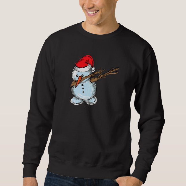 Cool Snowman Dab Dabbing Dancing Christmas Xmas Pa Sweatshirt (Front)